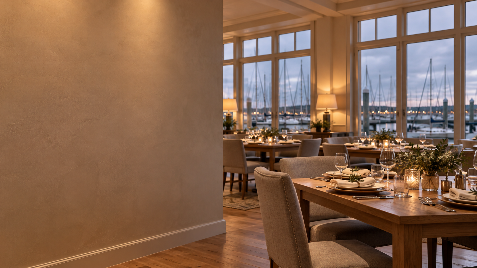 Event-ready winter yacht club clubhouse